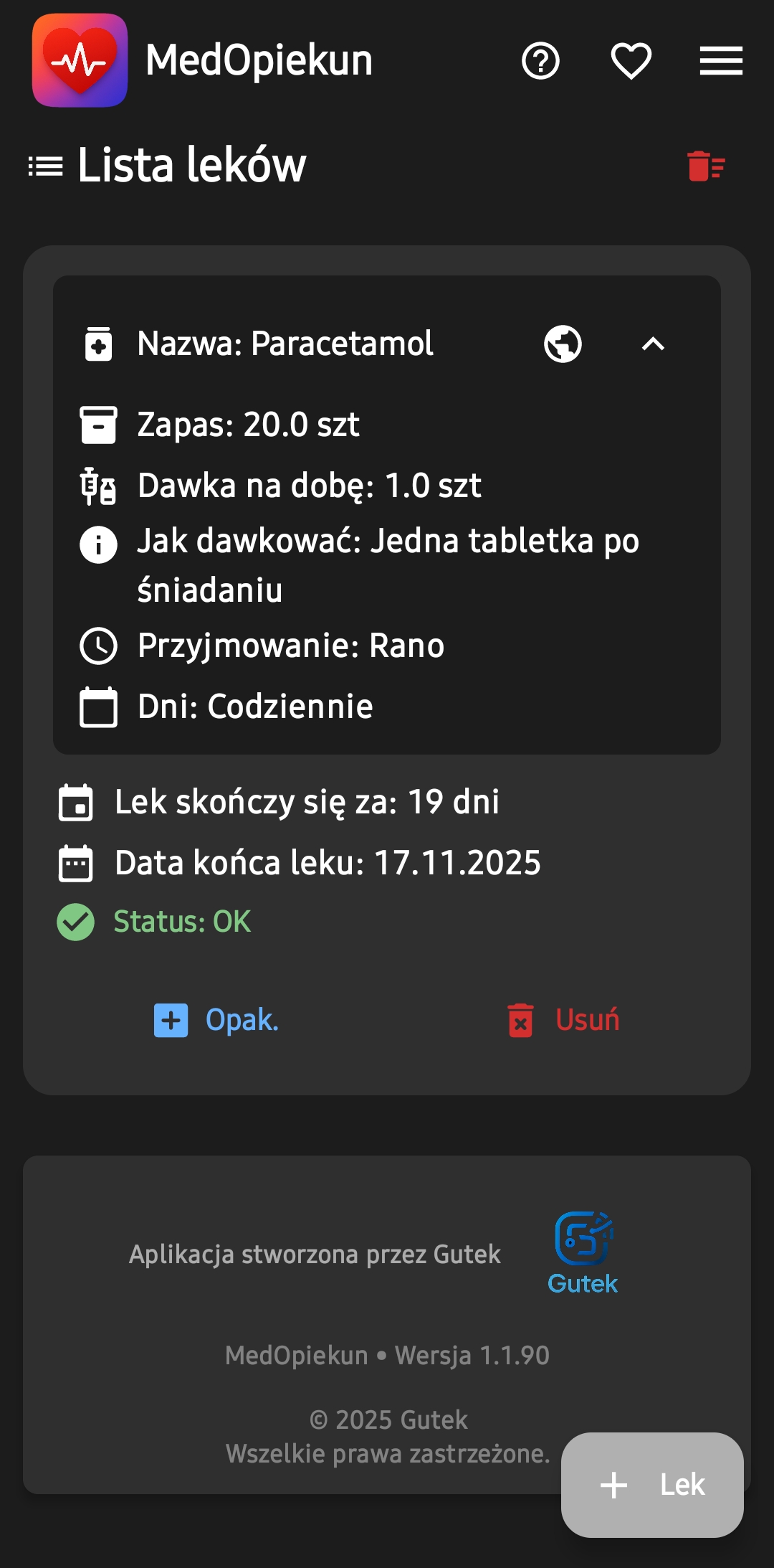 Zrzut ekranu - Szczegóły leku